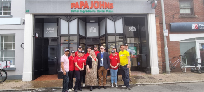 New Papa John's opened by the Major of Barnstaple New Papa John's opened by the Major of Barnstaple