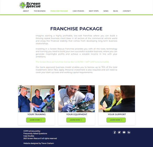 Screen Rescue Franchise Package Webpage